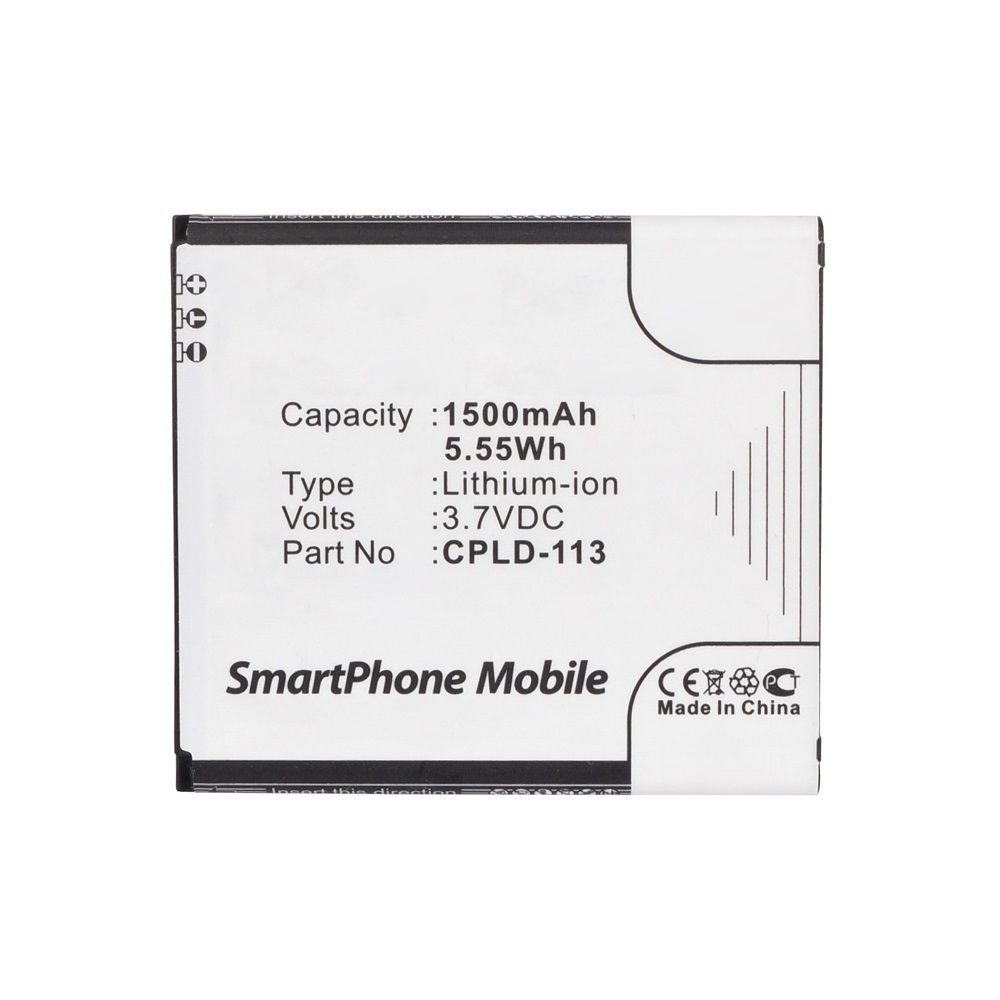 Synergy Digital Cell Phone Battery, Compatible with Coolpad CPLD-113 Cell Phone Battery (Li-ion, 3.7V, 1500mAh)