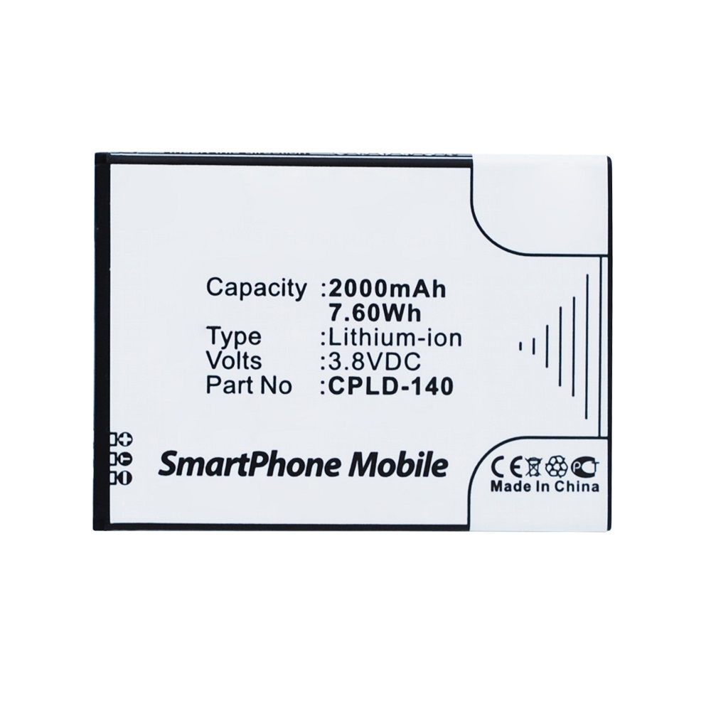 Synergy Digital Cell Phone Battery, Compatible with Coolpad CPLD-140 Cell Phone Battery (Li-ion, 3.8V, 2000mAh)