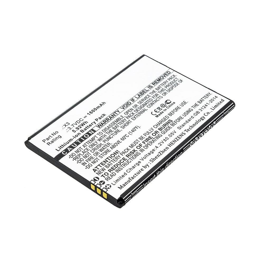 Synergy Digital Cell Phone Battery, Compatible with Doogee X3 Cell Phone Battery (Li-ion, 3.7V, 1600mAh)