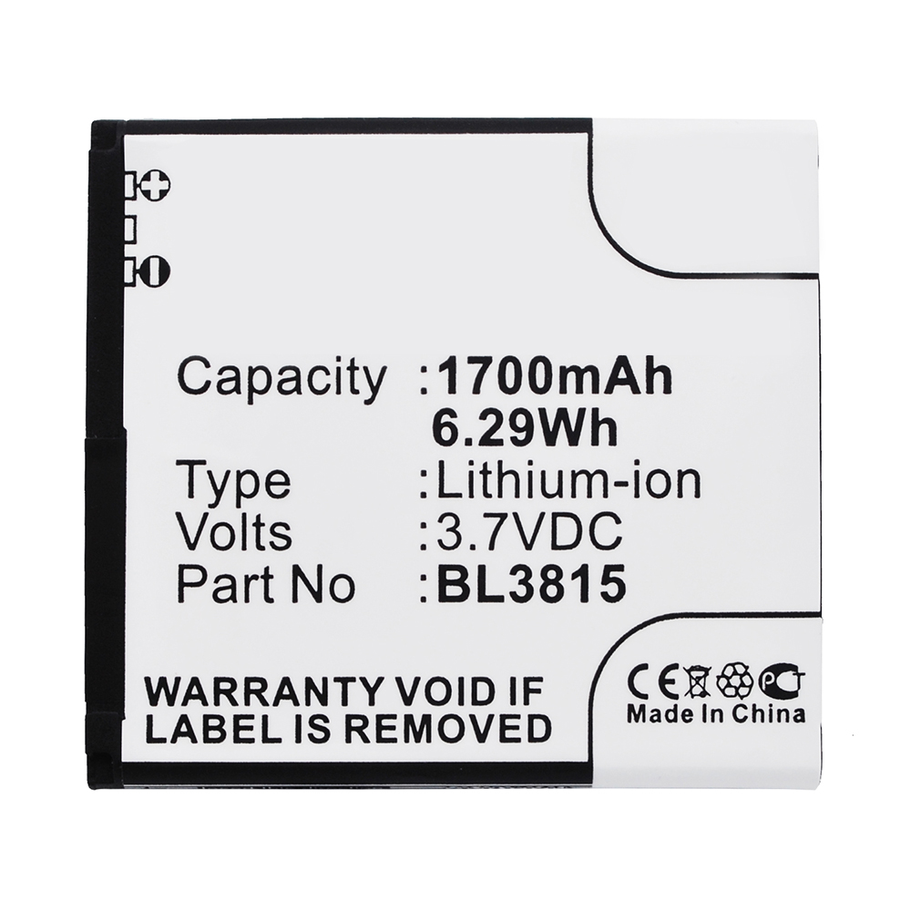 Synergy Digital Cell Phone Battery, Compatible with Fly BL3815 Cell Phone Battery (3.7V, Li-ion, 1700mAh)