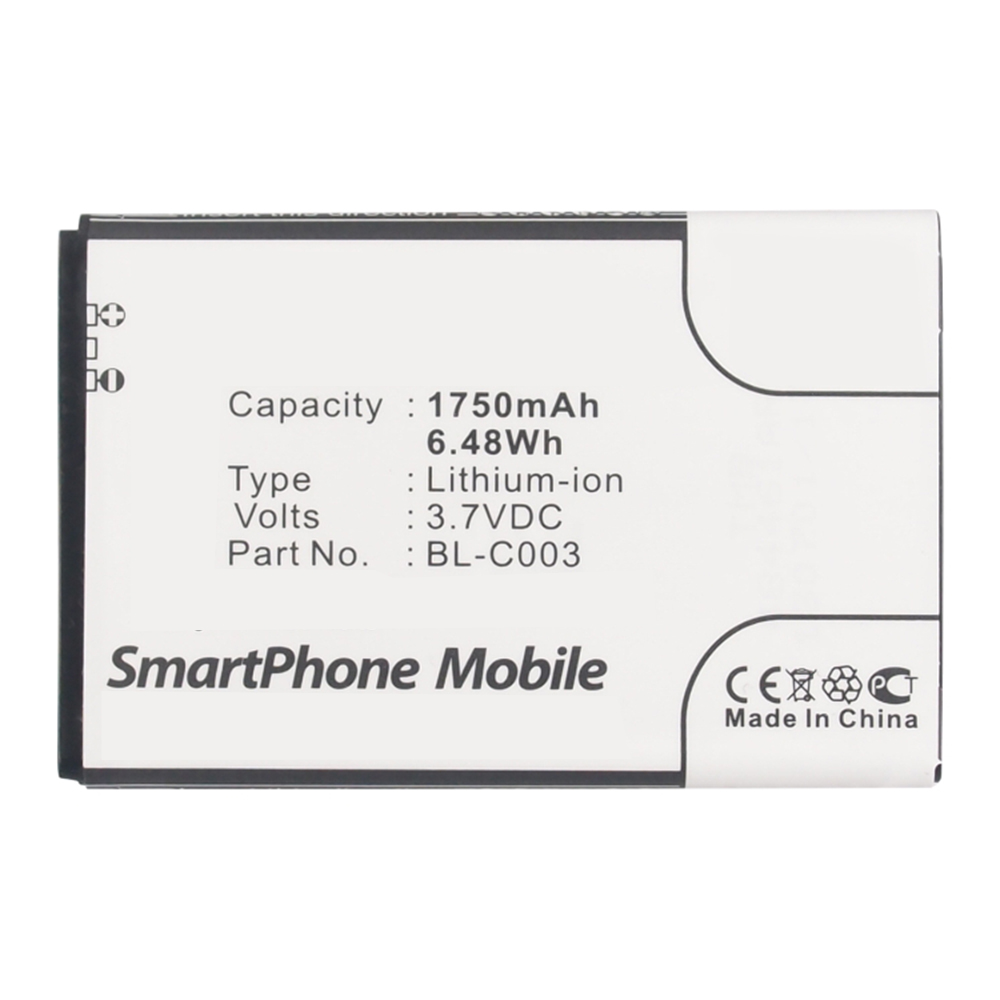 Synergy Digital Cell Phone Battery, Compatible with GIONEE BL-C003 Cell Phone Battery (3.7V, Li-ion, 1750mAh)