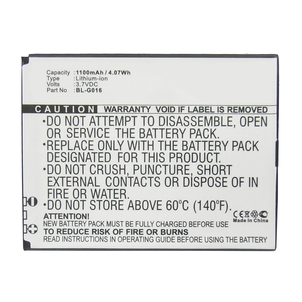 Synergy Digital Cell Phone Battery, Compatible with GIONEE BL-G016 Cell Phone Battery (3.7V, Li-ion, 1100mAh)
