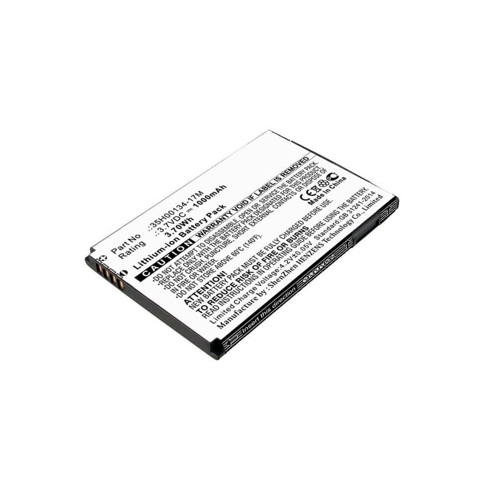 Synergy Digital Cell Phone Battery, Compatible with HTC 35H00134-17M Cell Phone Battery (3.7V, Li-ion, 1000mAh)