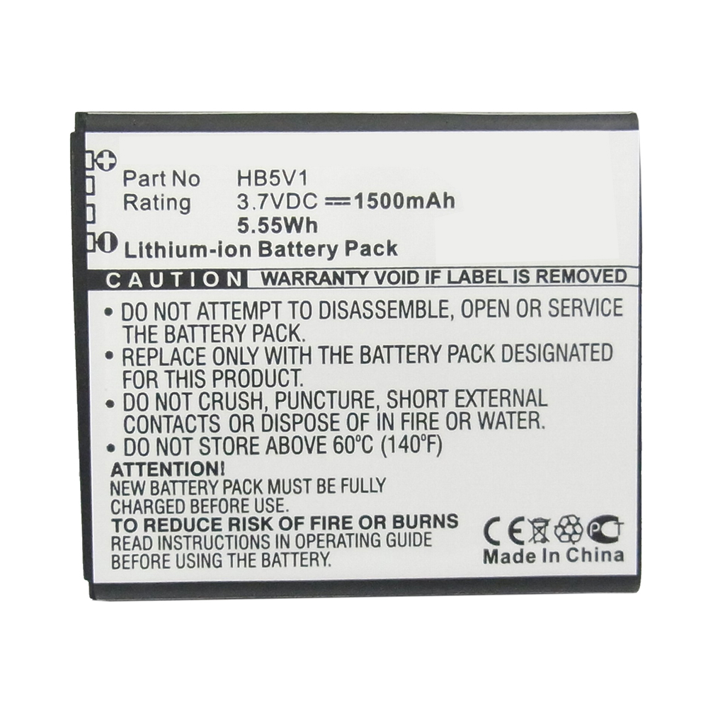 Synergy Digital Cell Phone Battery, Compatible with Huawei HB5V1, HB5V1HV Cell Phone Battery (3.7V, Li-ion, 1500mAh)