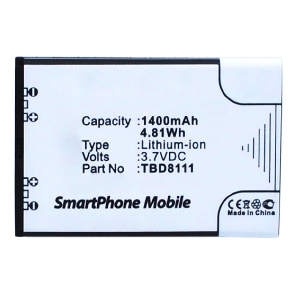Synergy Digital Cell Phone Battery, Compatible with K-Touch TBD8111 Cell Phone Battery (Li-ion, 3.7V, 1400mAh)