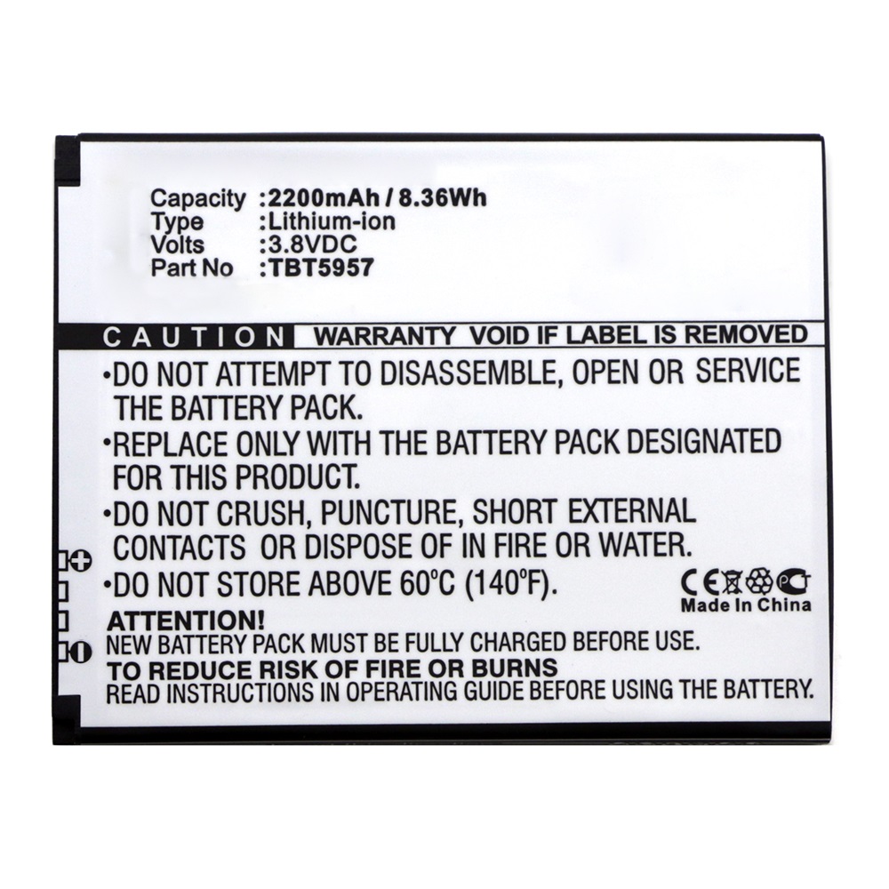 Synergy Digital Cell Phone Battery, Compatible with K-Touch TBT5957 Cell Phone Battery (Li-ion, 3.8V, 2200mAh)