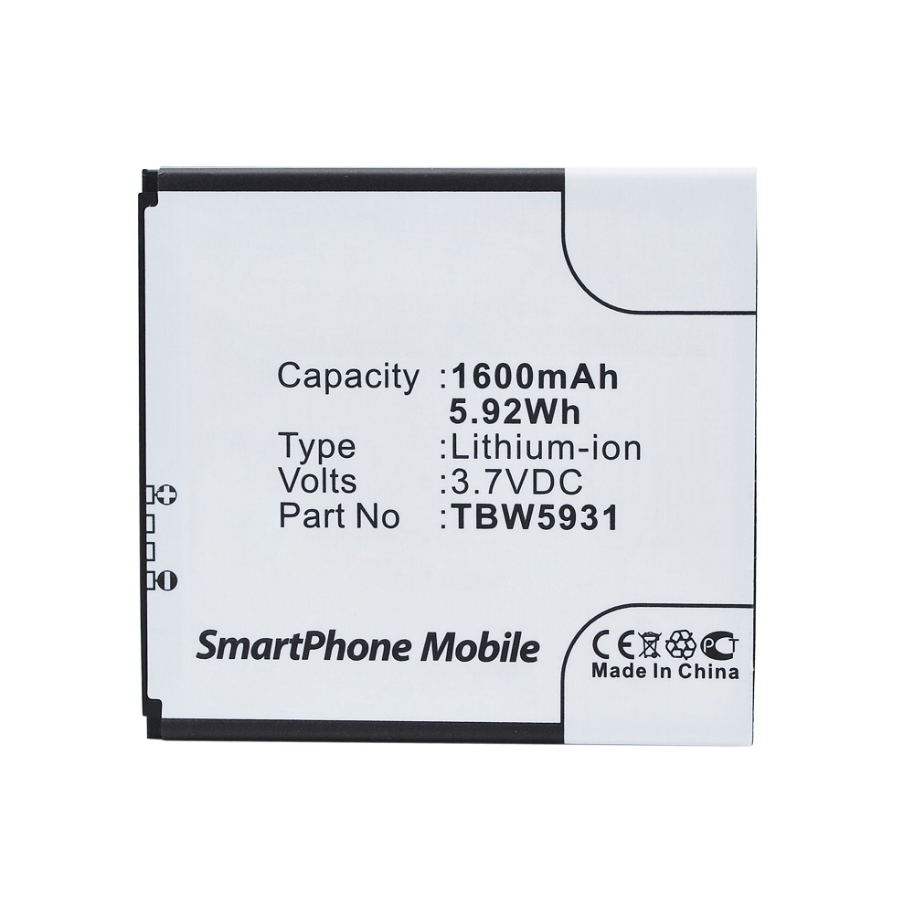 Synergy Digital Cell Phone Battery, Compatible with K-Touch TBW5931 Cell Phone Battery (Li-ion, 3.7V, 1600mAh)