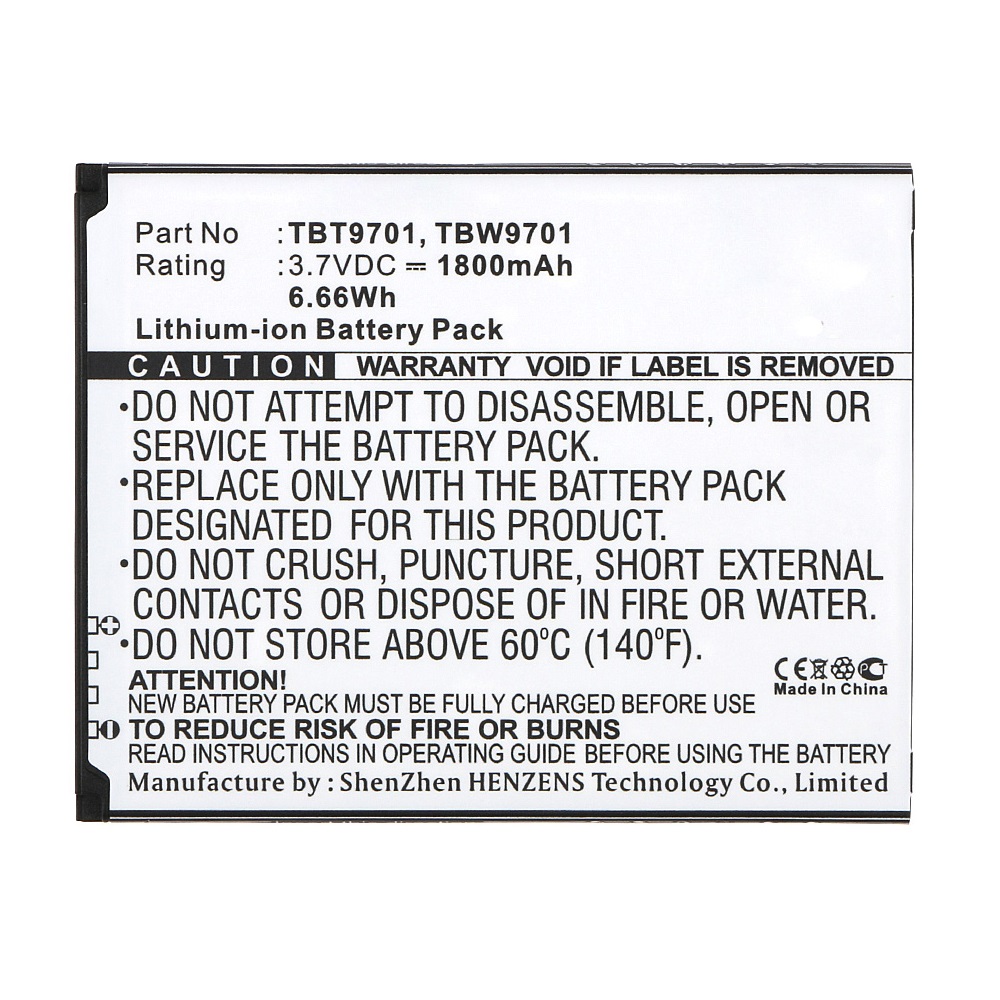 Synergy Digital Cell Phone Battery, Compatible with K-Touch TBT9701 Cell Phone Battery (Li-ion, 3.7V, 1800mAh)