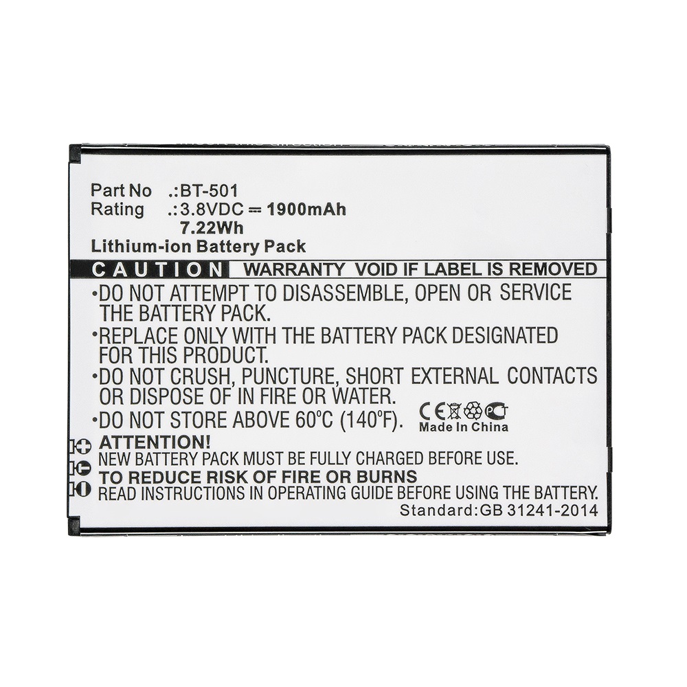 Synergy Digital Cell Phone Battery, Compatible with Leagoo BT-501 Cell Phone Battery (Li-ion, 3.8V, 1900mAh)