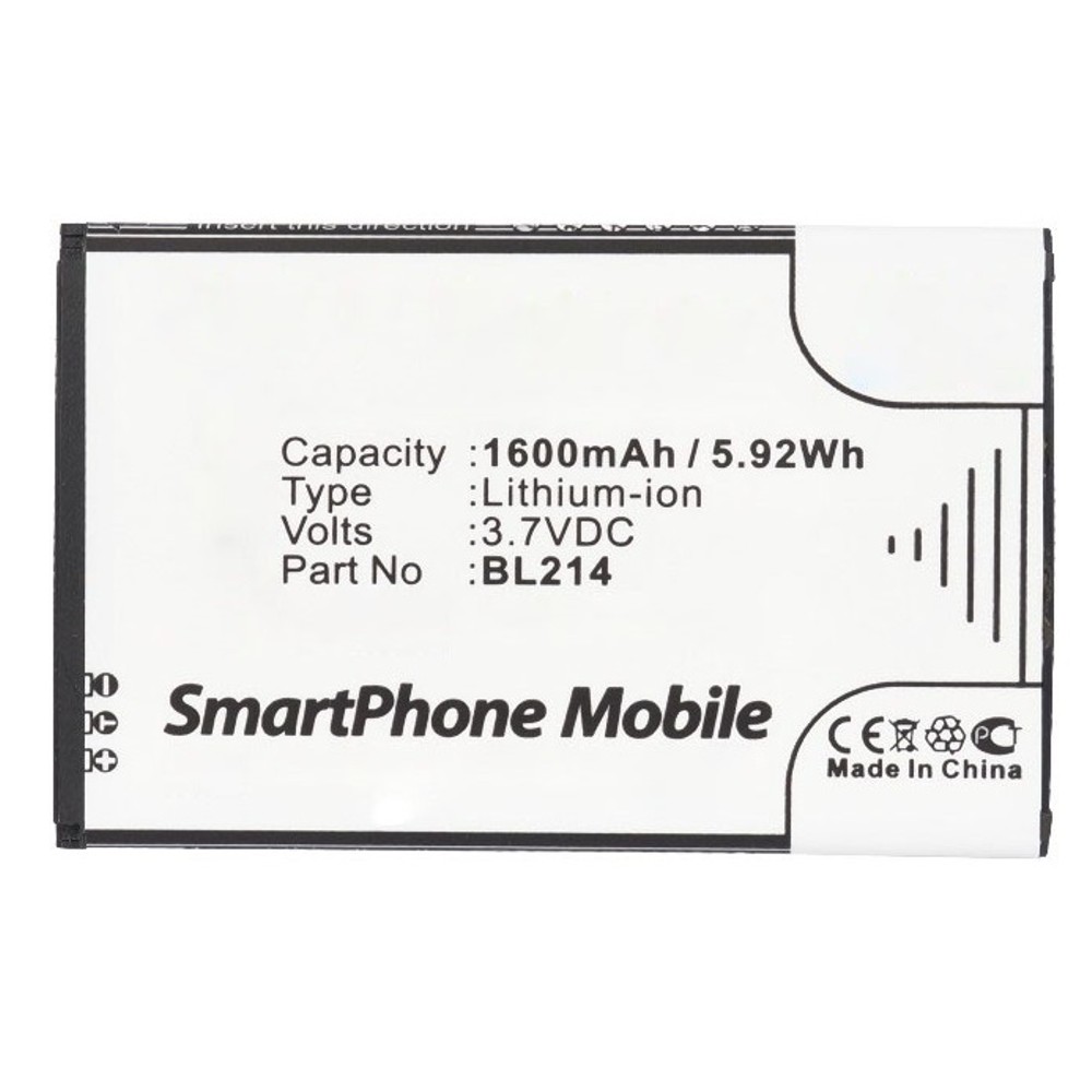 Synergy Digital Cell Phone Battery, Compatible with Lenovo BL203 Cell Phone Battery (Li-ion, 3.7V, 1600mAh)