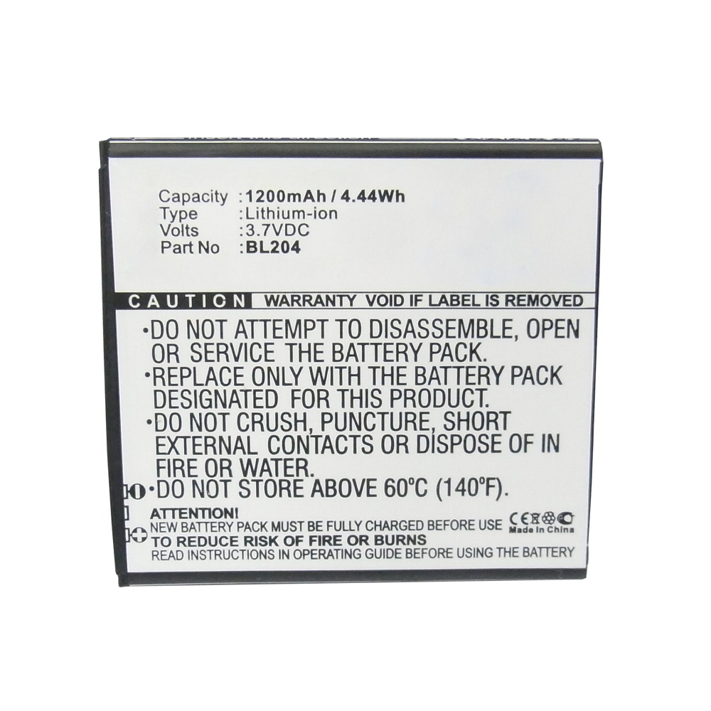 Synergy Digital Cell Phone Battery, Compatible with Lenovo BL204 Cell Phone Battery (Li-ion, 3.7V, 1200mAh)