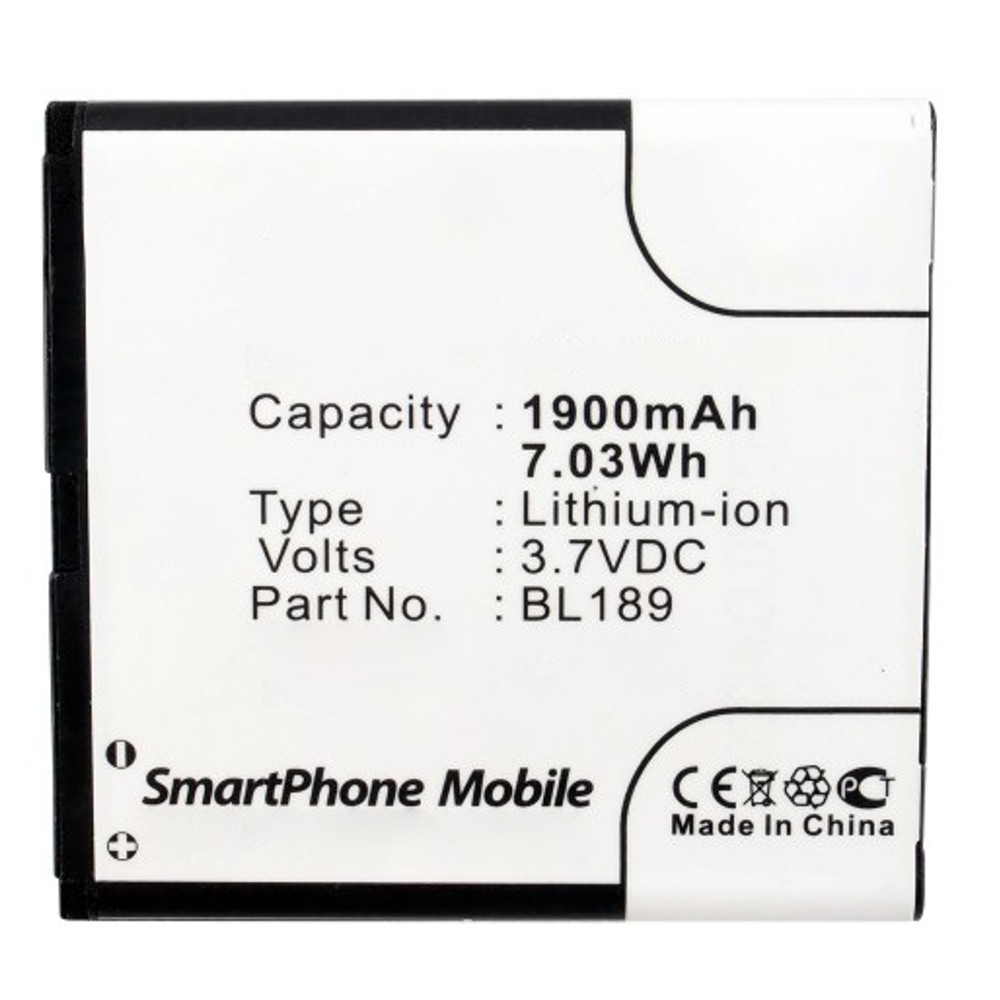 Synergy Digital Cell Phone Battery, Compatible with Lenovo BL189 Cell Phone Battery (Li-ion, 3.7V, 1900mAh)