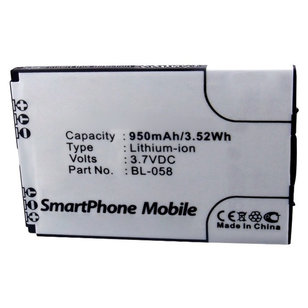 Synergy Digital Cell Phone Battery, Compatible with Lenovo BL-058 Cell Phone Battery (Li-ion, 3.7V, 950mAh)