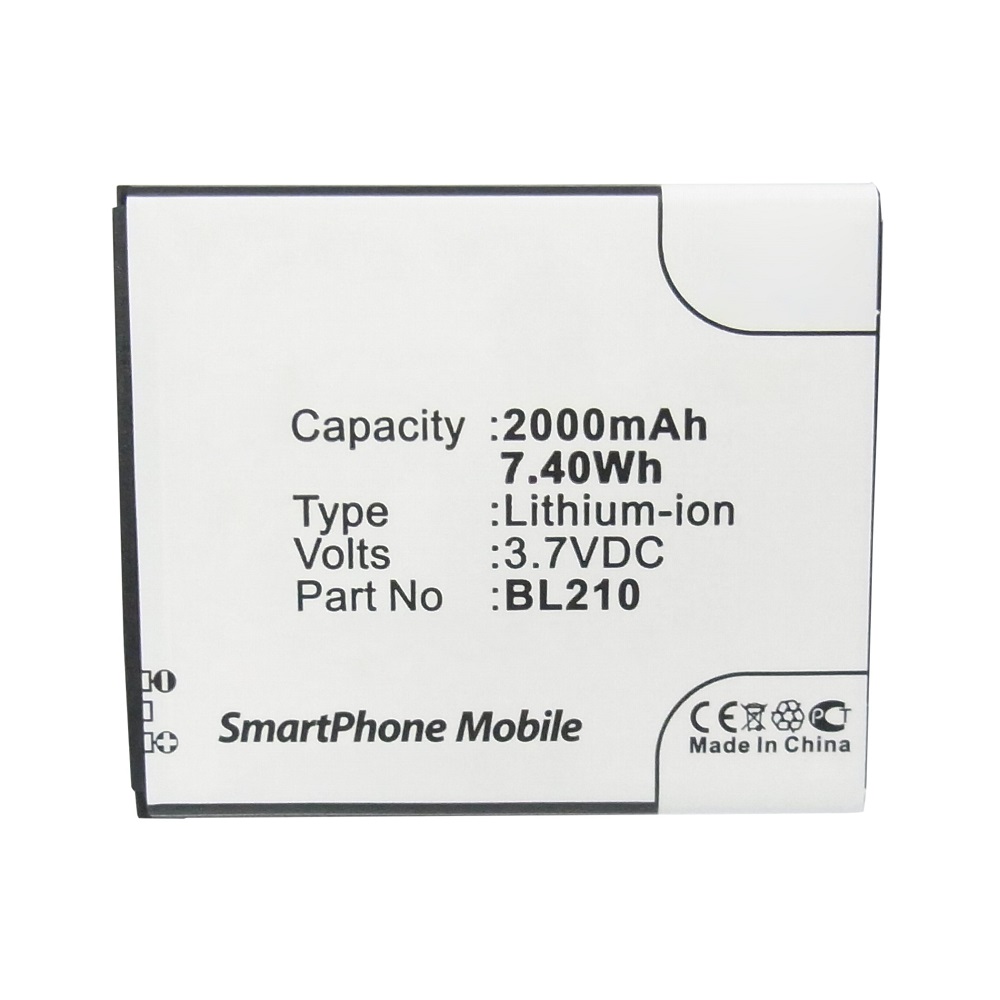 Synergy Digital Cell Phone Battery, Compatible with Lenovo BL210 Cell Phone Battery (Li-ion, 3.7V, 2000mAh)