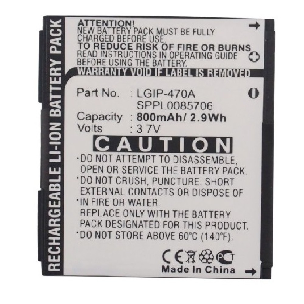 Synergy Digital Cell Phone Battery, Compatible with LG LGIP-470A Cell Phone Battery (Li-ion, 3.7V, 800mAh)