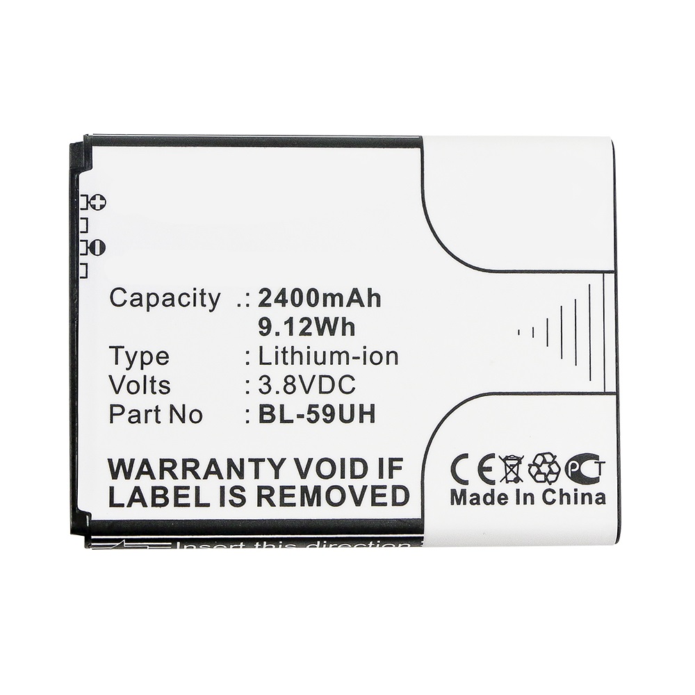 Synergy Digital Cell Phone Battery, Compatible with LG BL-59UH Cell Phone Battery (Li-ion, 3.8V, 2400mAh)