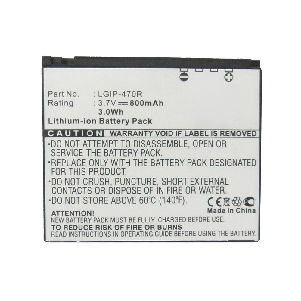 Synergy Digital Cell Phone Battery, Compatible with LG LGIP-470R Cell Phone Battery (Li-ion, 3.7V, 800mAh)