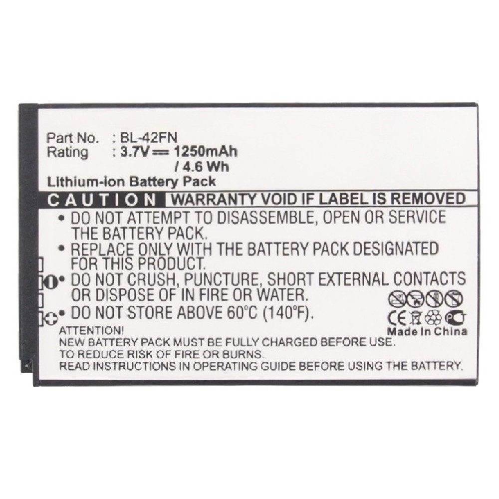 Synergy Digital Cell Phone Battery, Compatible with LG BL-42FN Cell Phone Battery (Li-ion, 3.7V, 1250mAh)