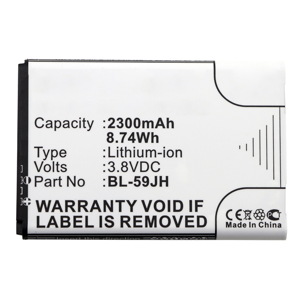 Synergy Digital Cell Phone Battery, Compatible with LG BL-59JH Cell Phone Battery (Li-ion, 3.8V, 2300mAh)