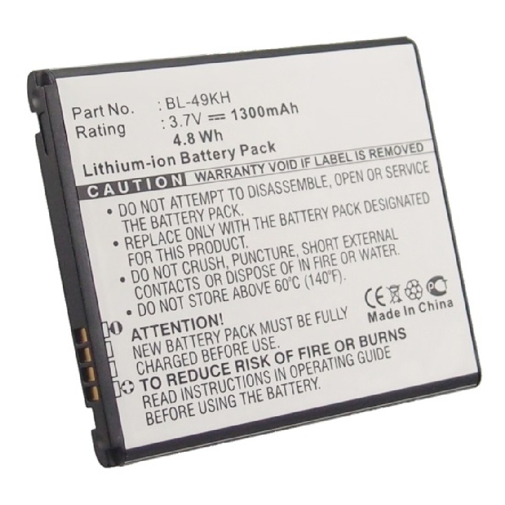 Synergy Digital Cell Phone Battery, Compatible with LG BL-49KH Cell Phone Battery (Li-ion, 3.7V, 1300mAh)