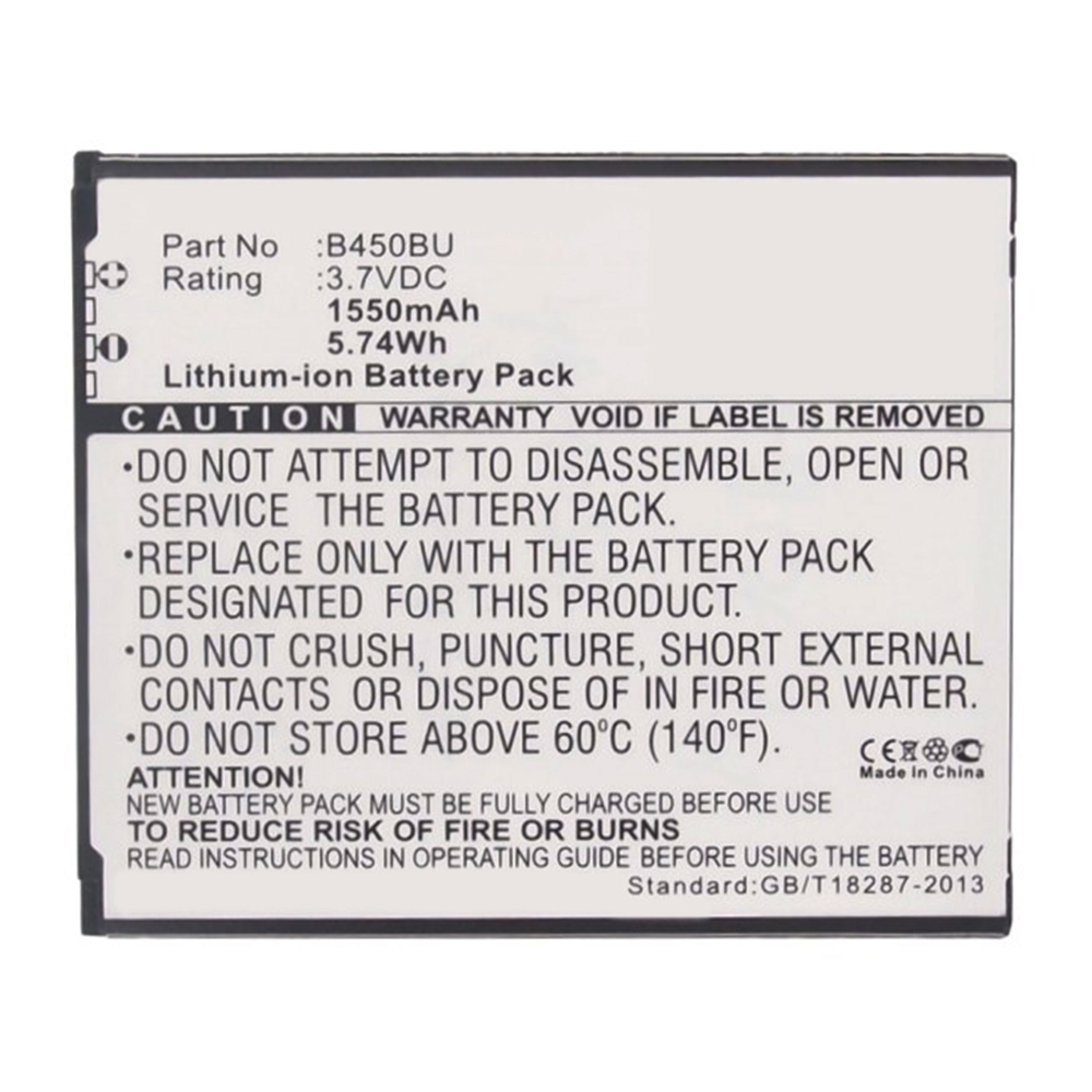 Synergy Digital Cell Phone Battery, Compatible with Samsung B450BC Cell Phone Battery (Li-ion, 3.7V, 1550mAh)