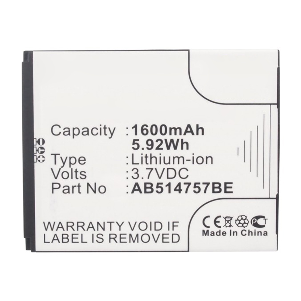 Synergy Digital Cell Phone Battery, Compatible with Samsung AB414757BE Cell Phone Battery (Li-ion, 3.7V, 1600mAh)