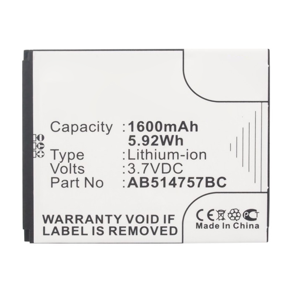 Synergy Digital Cell Phone Battery, Compatible with Samsung AB514757BC Cell Phone Battery (Li-ion, 3.7V, 1600mAh)