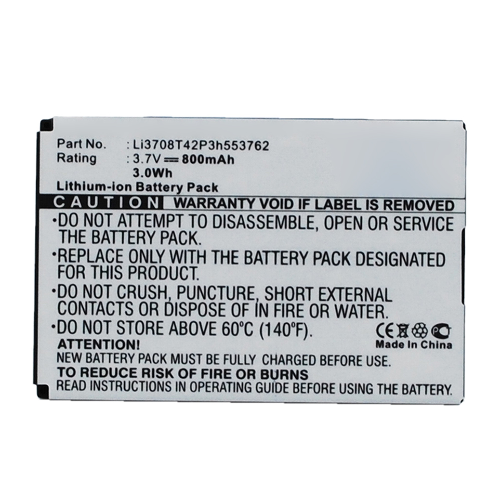 Synergy Digital Cell Phone Battery, Compatible with ZTE Li3708T42P3h553762 Cell Phone Battery (Li-ion, 3.7V, 800mAh)