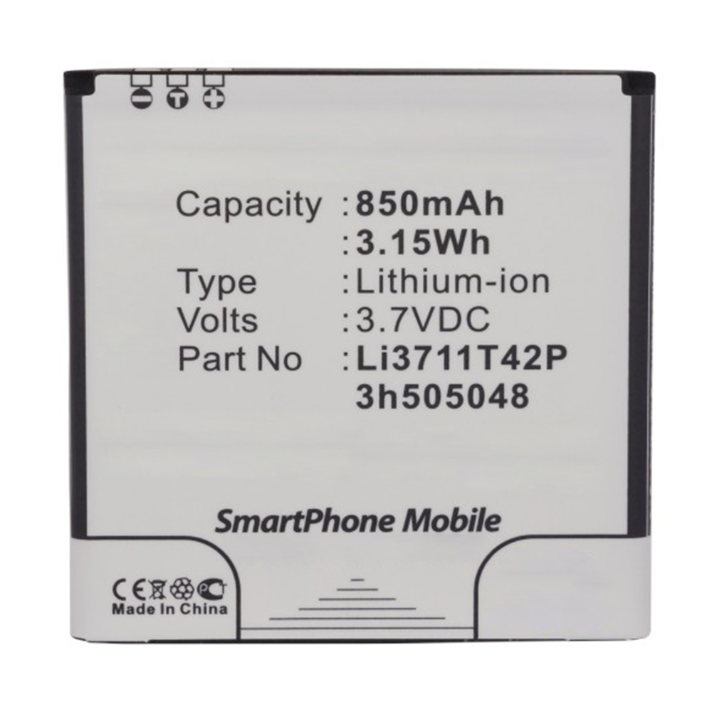 Synergy Digital Cell Phone Battery, Compatible with ZTE Li3711T42P3h505048 Cell Phone Battery (Li-ion, 3.7V, 850mAh)