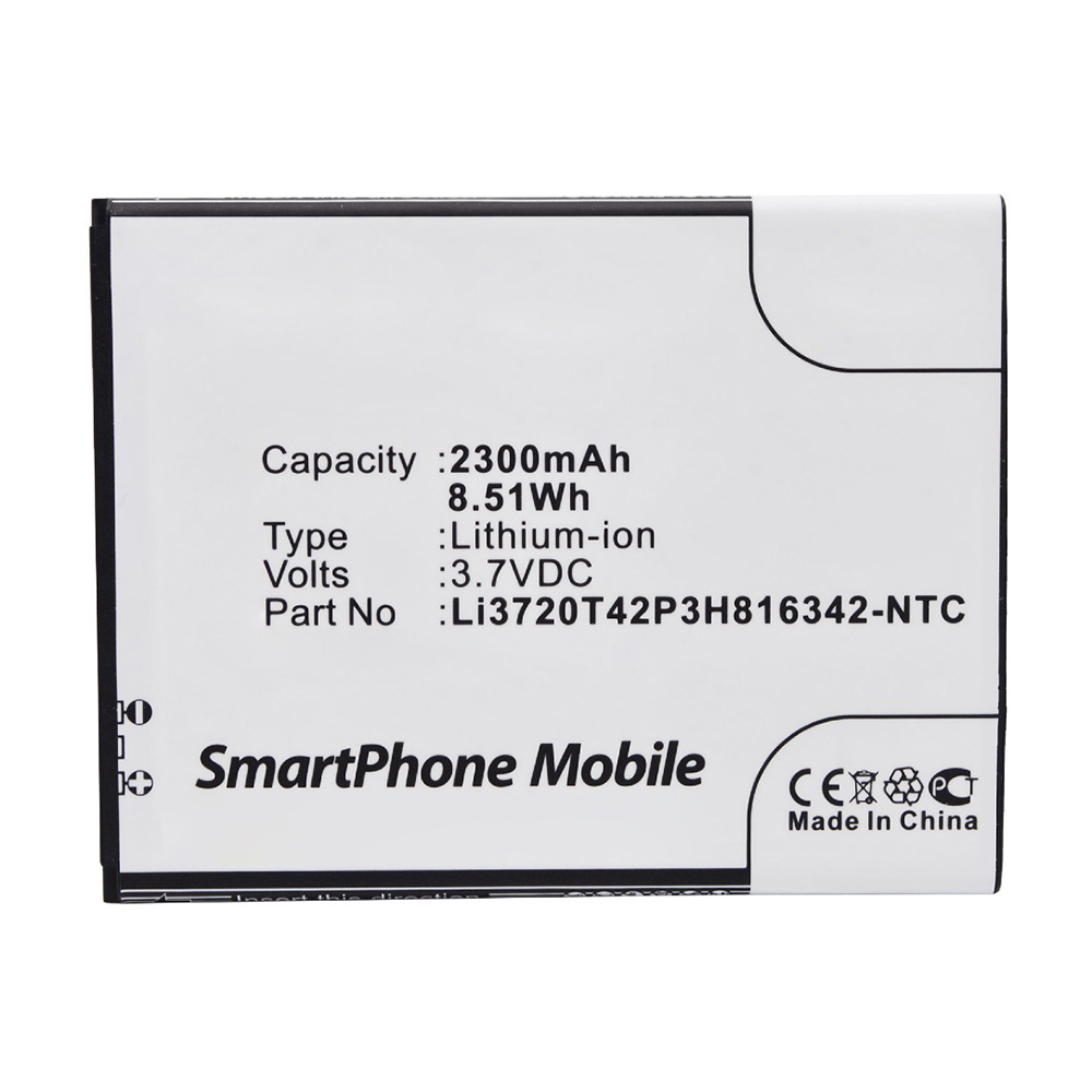 Synergy Digital Cell Phone Battery, Compatible with ZTE Li3720T42P3H816342 Cell Phone Battery (Li-ion, 3.7V, 2300mAh)