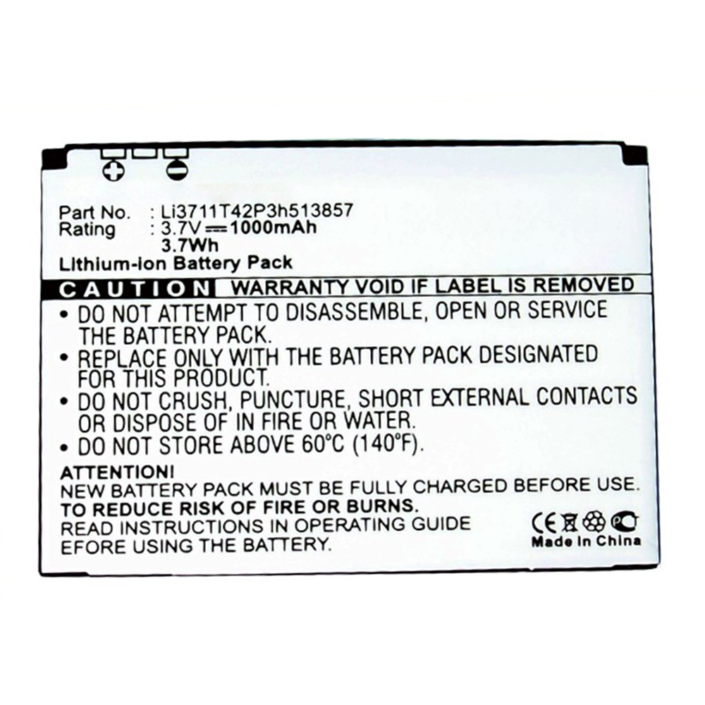 Synergy Digital Cell Phone Battery, Compatible with ZTE Li3711T42P3h513857 Cell Phone Battery (Li-ion, 3.7V, 1000mAh)