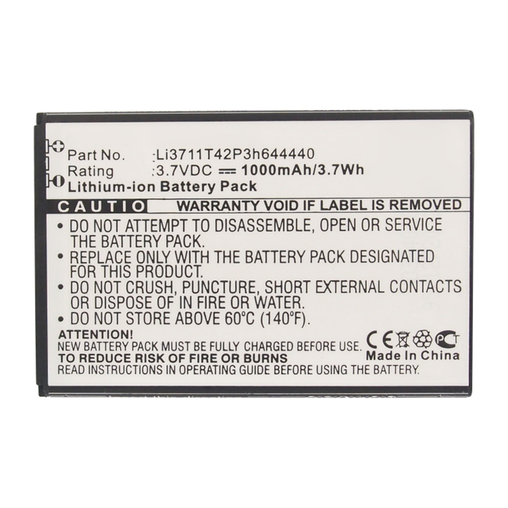 Synergy Digital Cell Phone Battery, Compatible with ZTE Li3711T42P3h644440 Cell Phone Battery (Li-ion, 3.7V, 1000mAh)