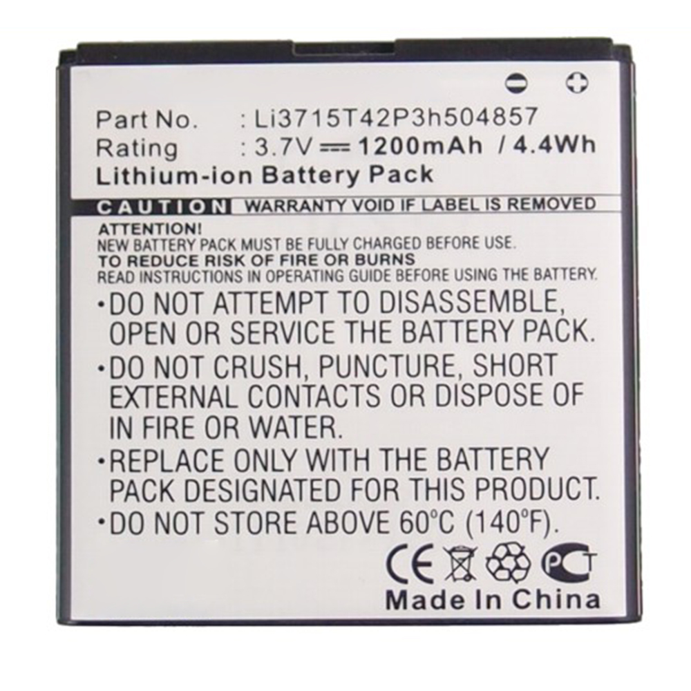 Synergy Digital Cell Phone Battery, Compatible with ZTE Li3715T42P3h504857 Cell Phone Battery (Li-ion, 3.7V, 1200mAh)