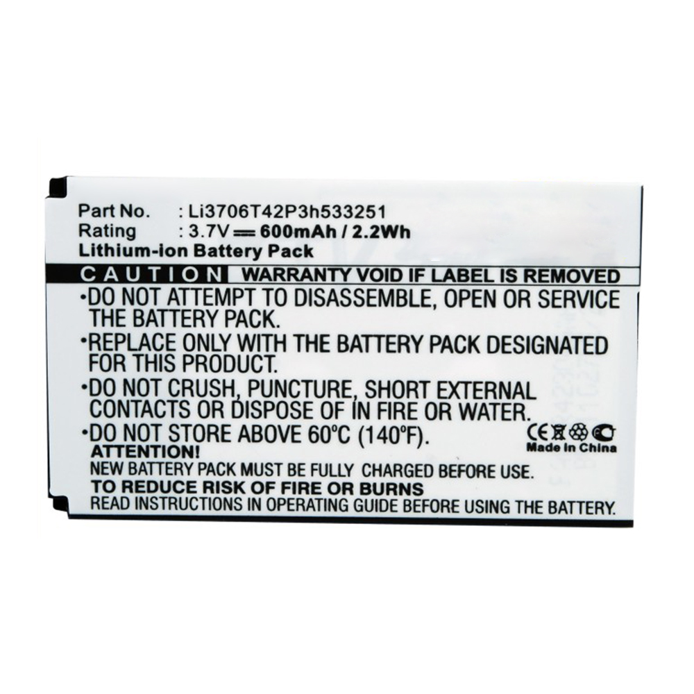 Synergy Digital Cell Phone Battery, Compatible with ZTE Li3706T42P3h533251 Cell Phone Battery (Li-ion, 3.7V, 600mAh)