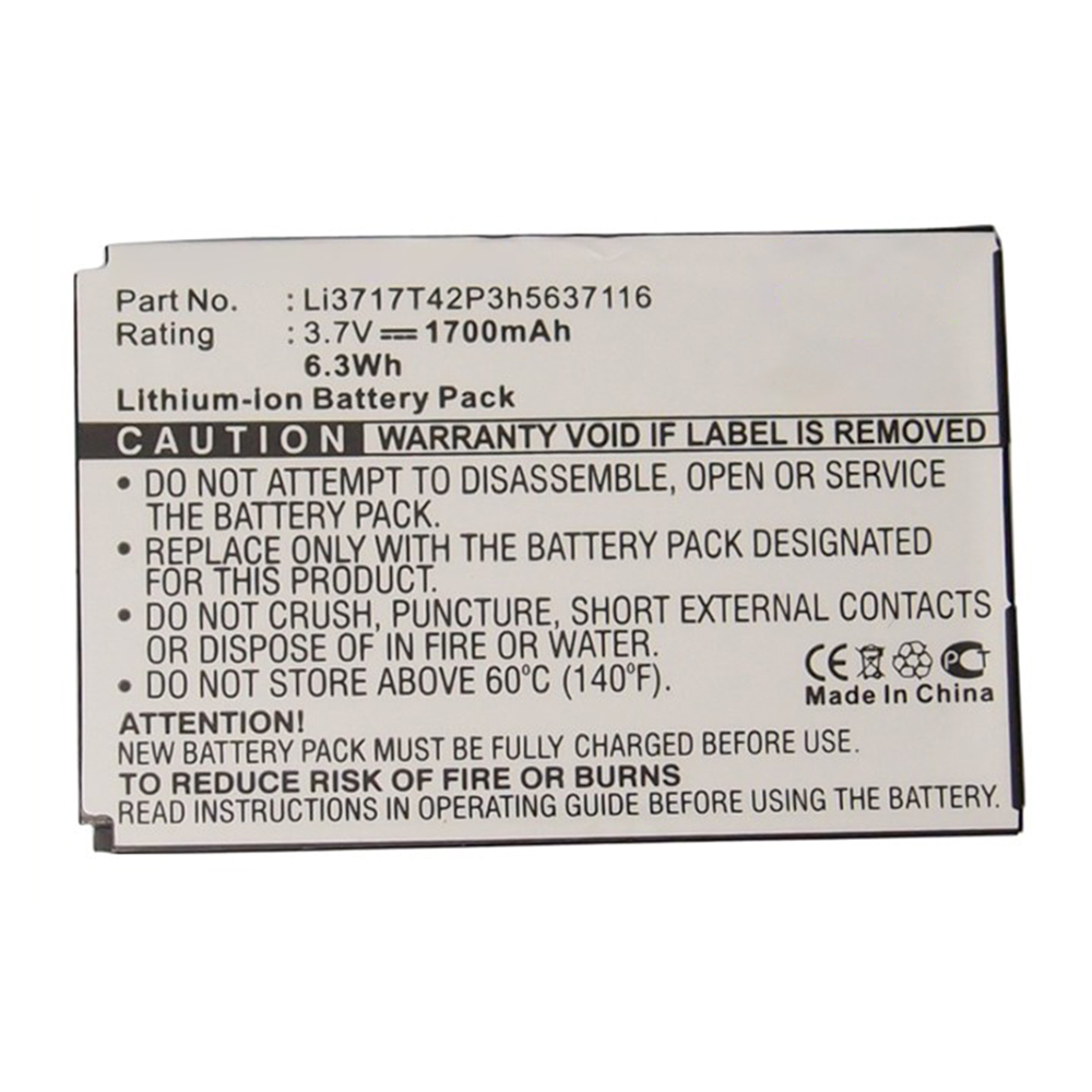 Synergy Digital Cell Phone Battery, Compatible with ZTE Li3717T42P3h5637116 Cell Phone Battery (Li-ion, 3.7V, 1700mAh)