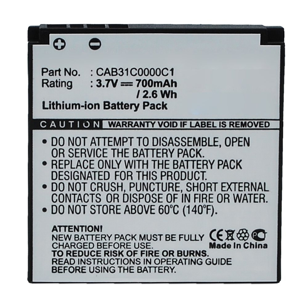 Synergy Digital Cell Phone Battery, Compatible with CAB31C0000C1 Cell Phone Battery (3.7V, Li-ion, 700mAh)