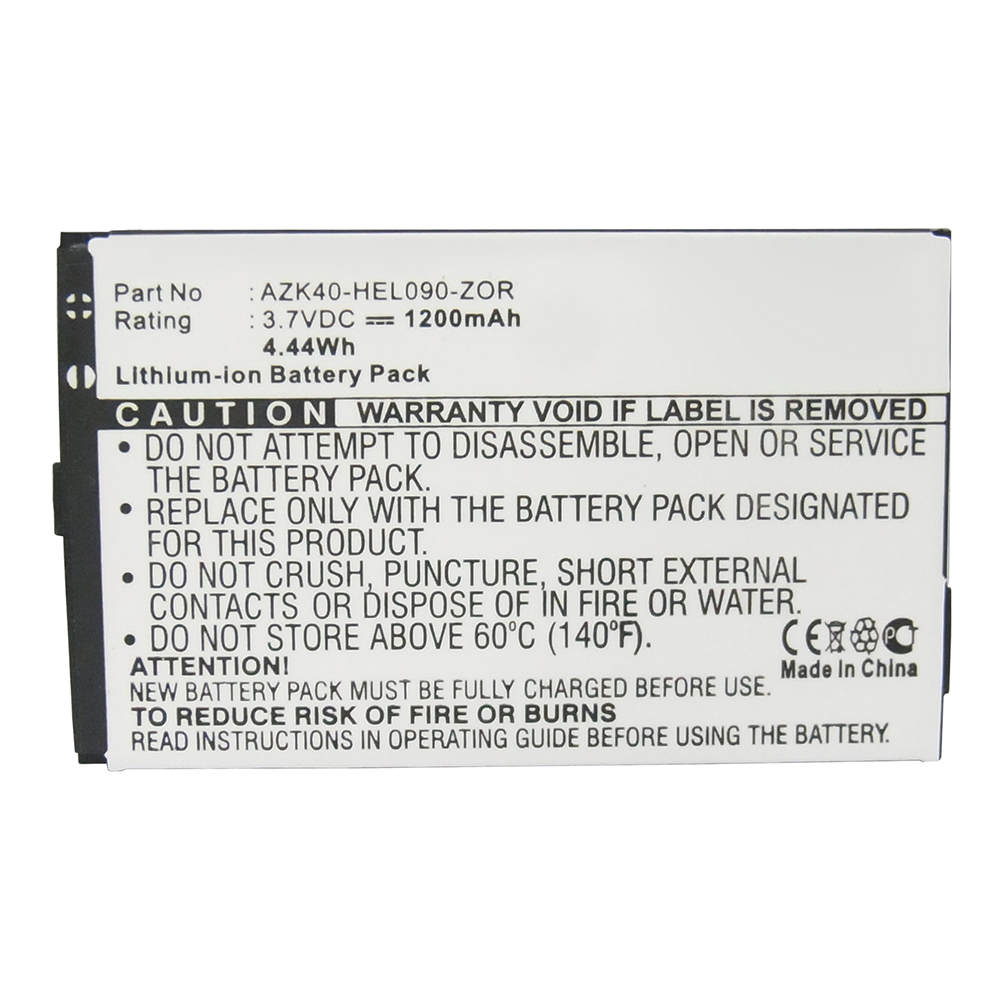 Synergy Digital Cell Phone Battery, Compatible with AZK40-HEL090-ZOR Cell Phone Battery (3.7V, Li-ion, 1200mAh)