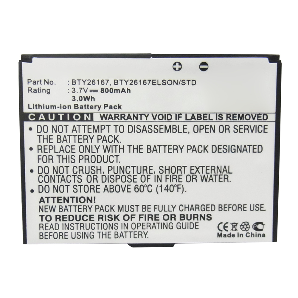 Synergy Digital Cell Phone Battery, Compatible with BTY26167 Cell Phone Battery (3.7V, Li-ion, 800mAh)