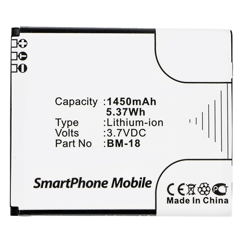 Synergy Digital Cell Phone Battery, Compatible with BM-18 Cell Phone Battery (3.7V, Li-ion, 1450mAh)