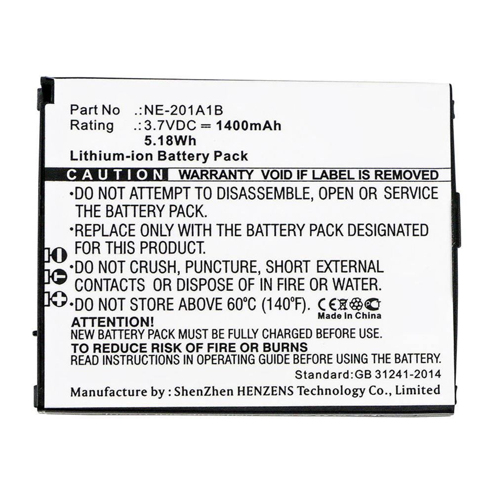 Synergy Digital Cell Phone Battery, Compatible with NE-201A1B Cell Phone Battery (3.7V, Li-ion, 1400mAh)