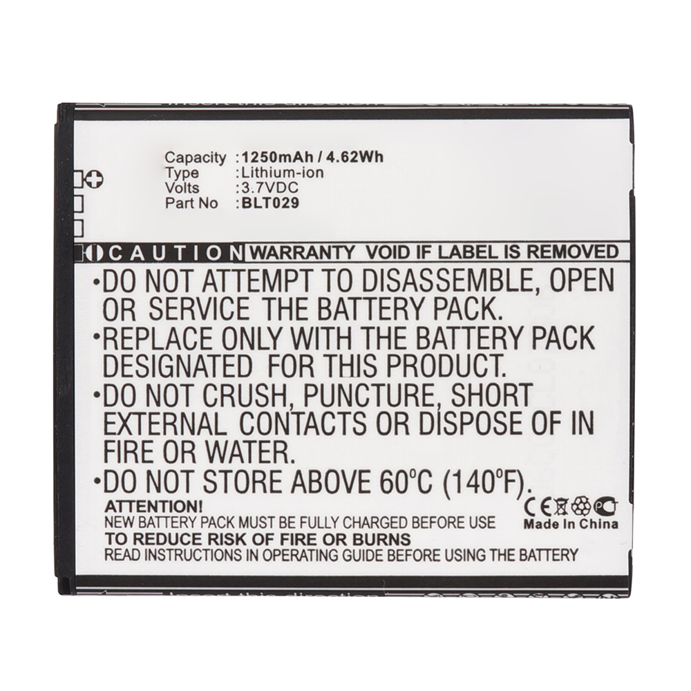 Synergy Digital Cell Phone Battery, Compatible with BLT029 Cell Phone Battery (3.7V, Li-ion, 1250mAh)