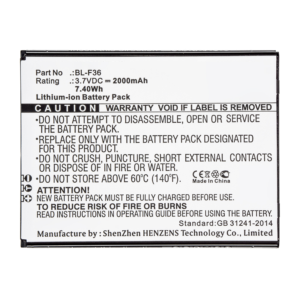 Synergy Digital Cell Phone Battery, Compatible with BL-F36 Cell Phone Battery (3.7V, Li-ion, 2000mAh)