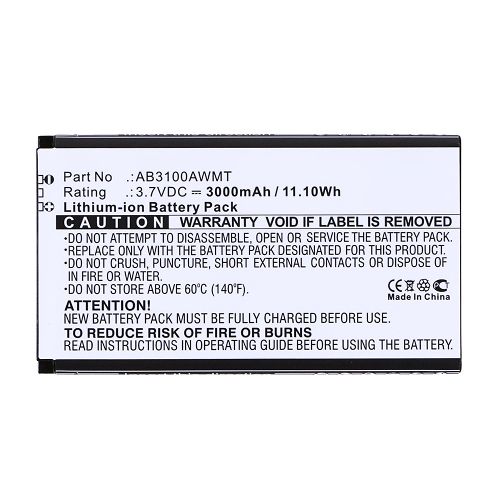 Synergy Digital Cell Phone Battery, Compatible with AB3100AWMC Cell Phone Battery (3.7V, Li-ion, 3000mAh)