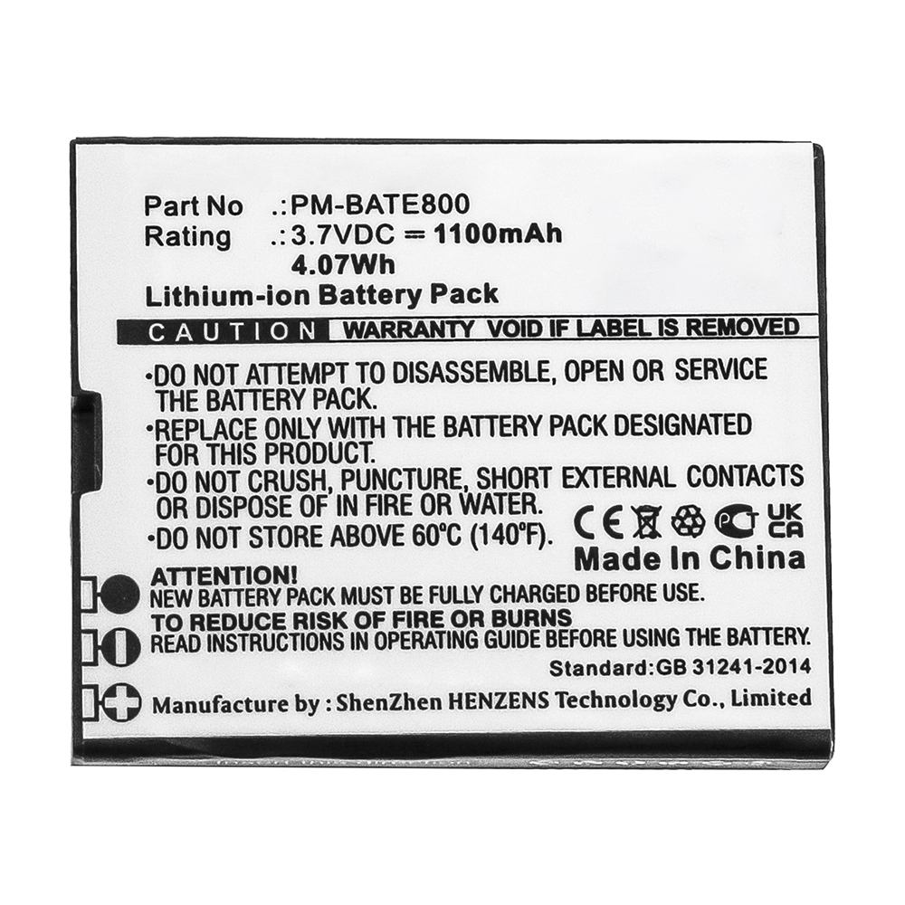 Synergy Digital Cell Phone Battery, Compatible with PM-BATE800 Cell Phone Battery (3.7V, Li-ion, 1100mAh)