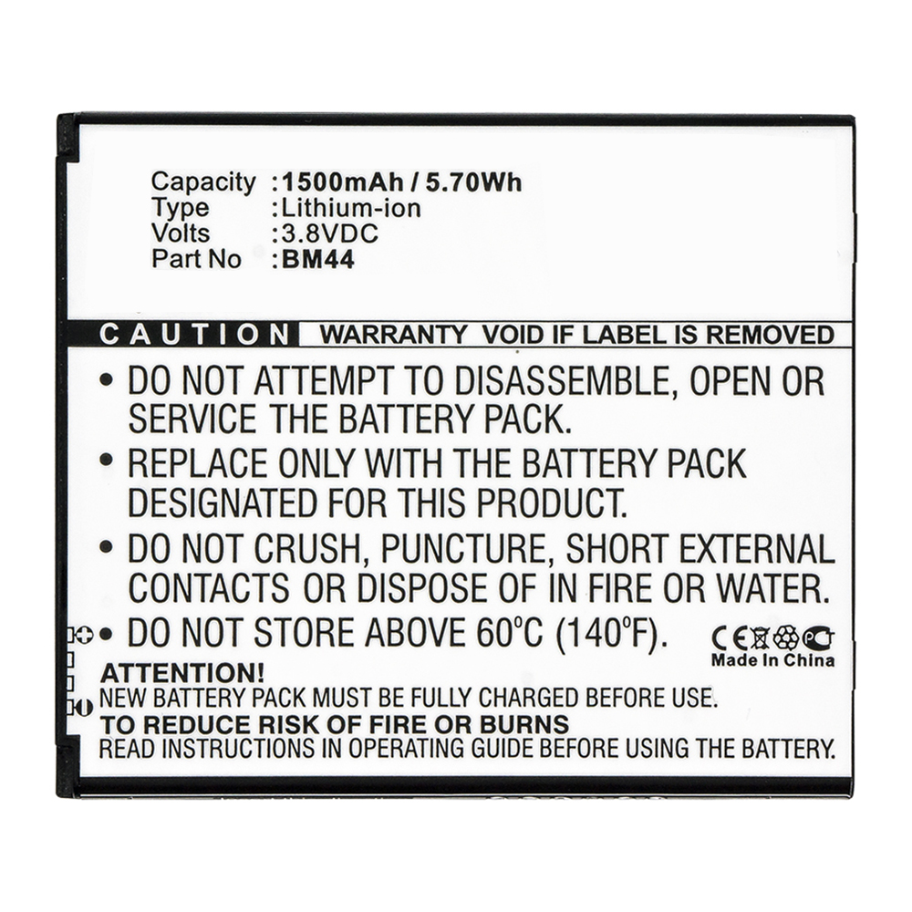 Synergy Digital Cell Phone Battery, Compatible with BM44 Cell Phone Battery (3.8V, Li-ion, 1500mAh)