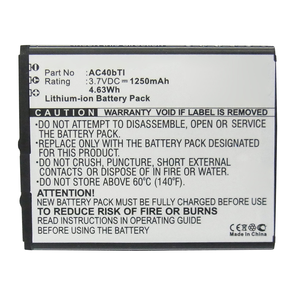 Synergy Digital Cell Phone Battery, Compatible with Archos AC40bTI Cell Phone Battery (Li-ion, 3.7V, 1250mAh)