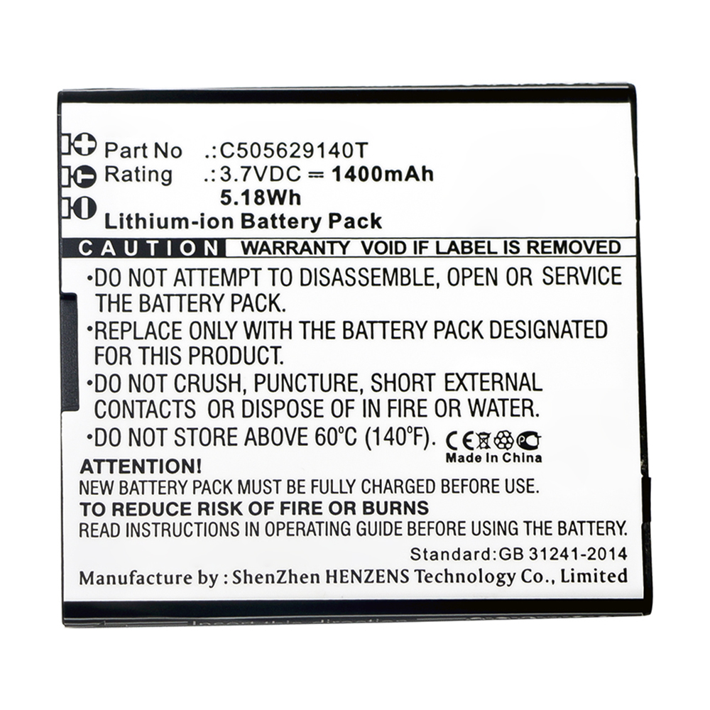 Synergy Digital Cell Phone Battery, Compatible with BLU C505629140I Cell Phone Battery (Li-ion, 3.7V, 1400mAh)