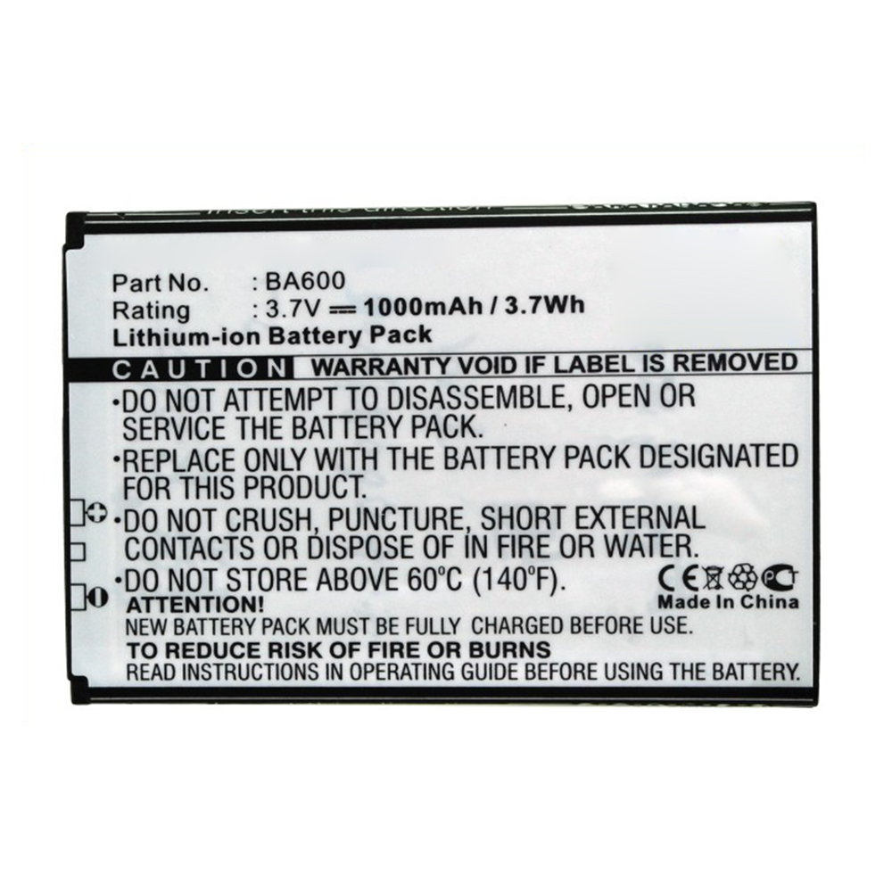 Synergy Digital Cell Phone Battery, Compatible with Sony Ericsson BA600 Cell Phone Battery (Li-ion, 3.7V, 1000mAh)