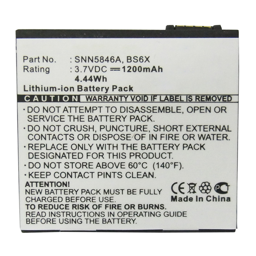 Synergy Digital Cell Phone Battery, Compatible with Motorola BS6X Cell Phone Battery (Li-ion, 3.7V, 1200mAh)