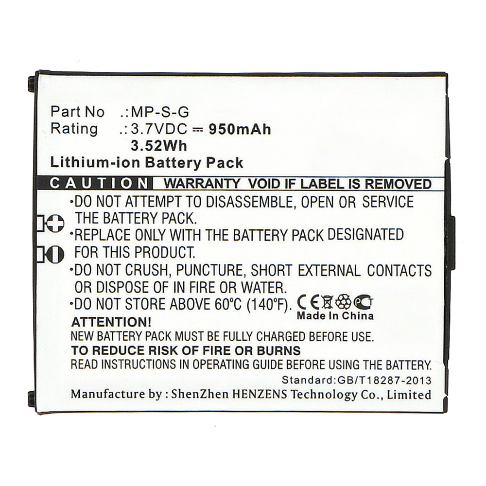 Synergy Digital Cell Phone Battery, Compatible with Myphone MP-S-G Cell Phone Battery (Li-ion, 3.7V, 950mAh)